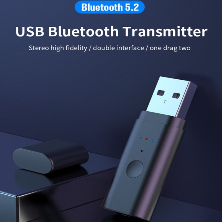 TX35 Bluetooth 5.2 Transmitter One Drag Two USB / AUX Dual Output - Audio Receiver Transmitter by PMC TechLife | Online Shopping South Africa | PMC TechLife