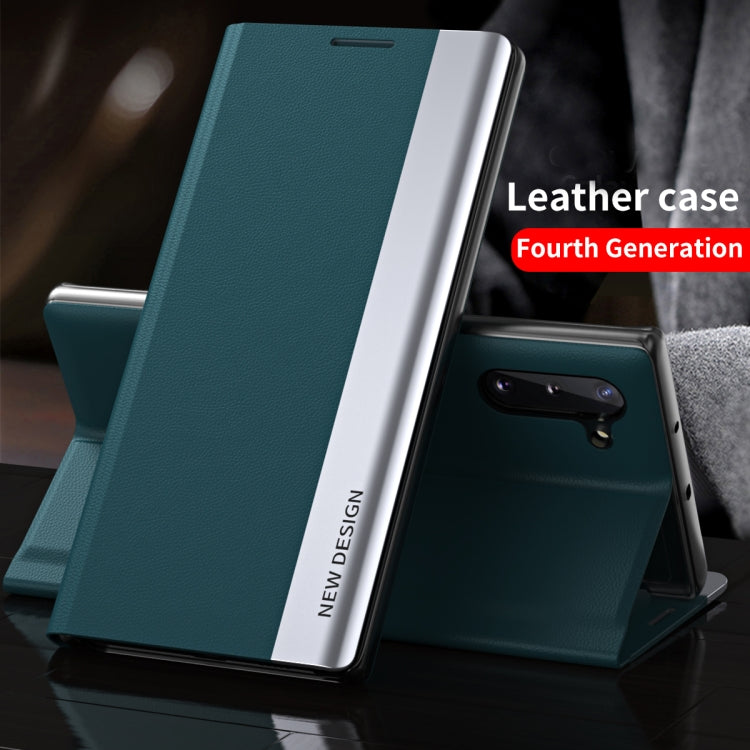For Samsung Galaxy S22 5G Side Electroplated Magnetic Ultra-Thin Horizontal Flip Leather Case with Holder(Silver) - free shipping - PMC TechLife - Order now!