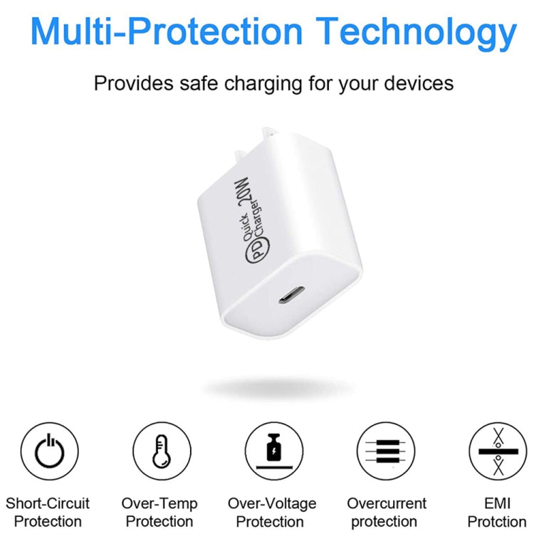 1m AU-20W PD USB-C / Type-C Travel Charger with USB-C to 8 Pin Data Cable, AU Plug - USB Charger by PMC TechLife | Online Shopping South Africa | PMC TechLife | Buy Now Pay Later Mobicred