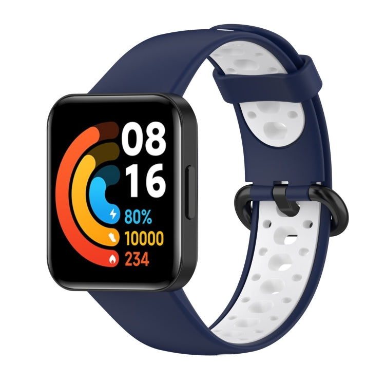 For Xiaomi Redmi Watch 2 Lite Two-Color Mixed Silicone Watch Band(Blue+White) - Watch Bands by PMC TechLife | Online Shopping South Africa | PMC TechLife | Buy Now Pay Later Mobicred