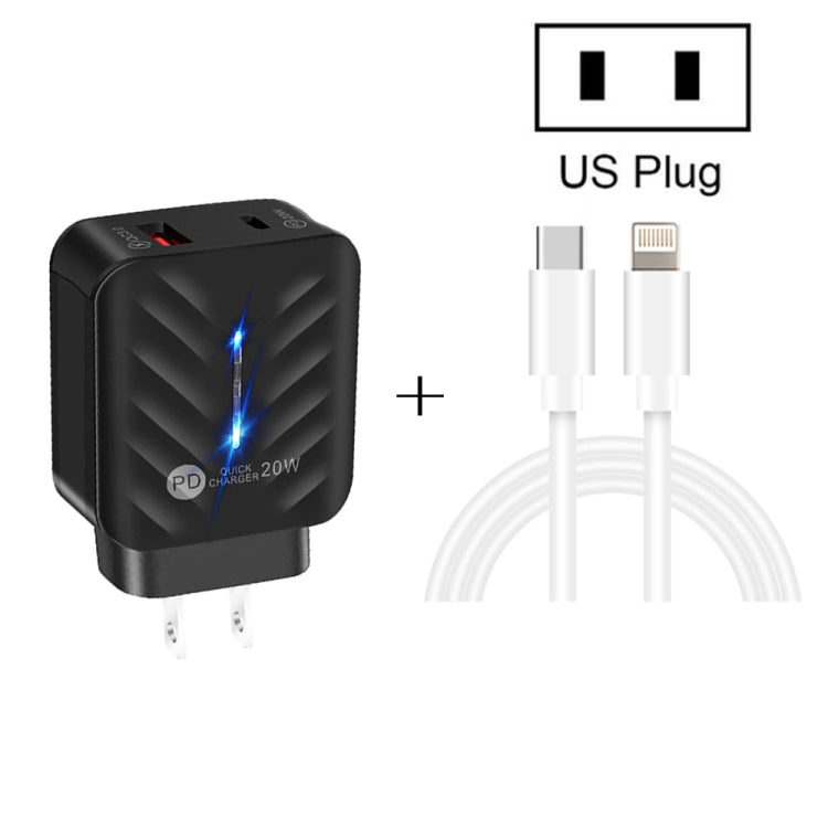 PD03 20W PD3.0 + QC3.0 USB Charger with Type-C to 8 Pin Data Cable, US Plug(White) - USB Charger by PMC TechLife | Online Shopping South Africa | PMC TechLife | Buy Now Pay Later Mobicred