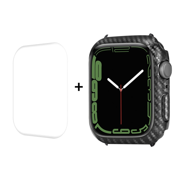 For Apple Watch Series 8 / 7 41mm ENKAY Carbon Fiber PC Case + Full Coverage PET Screen Protector - Watch Cases by ENKAY | Online Shopping South Africa | PMC TechLife | Buy Now Pay Later Mobicred