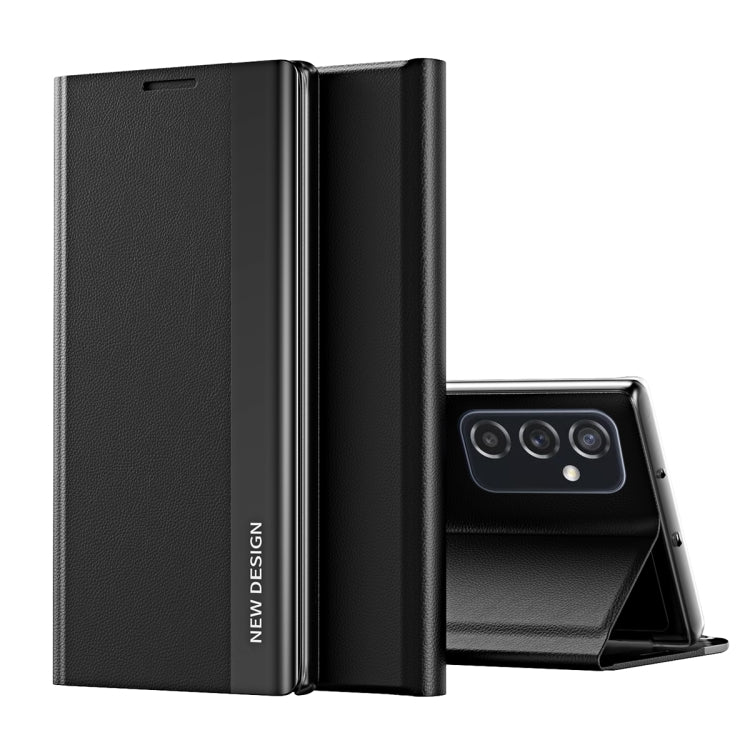 For Samsung Galaxy A53 5G Side Electroplated Magnetic Flip Leather Case with Holder(Black) - Galaxy Phone Cases by PMC TechLife | Online Shopping South Africa | PMC TechLife