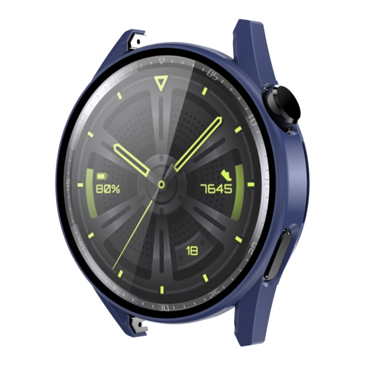 For Huawei Watch GT 3 46mm ENKAY Matte PC Frame + Tempered Glass Protector Case(Dark Blue) - Watch Cases by ENKAY | Online Shopping South Africa | PMC TechLife | Buy Now Pay Later Mobicred