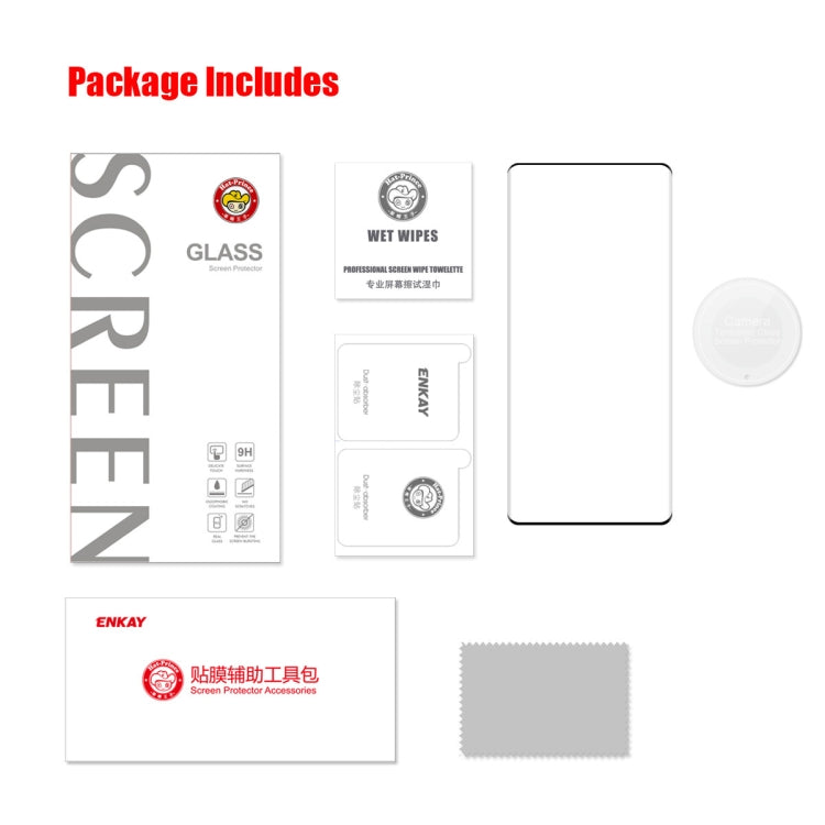 For Honor X9A / Magic5 Lite ENKAY 3D Hot Bending Edge Glue Tempered Glass Full Film with Lens Film - free shipping - PMC TechLife - Order now!