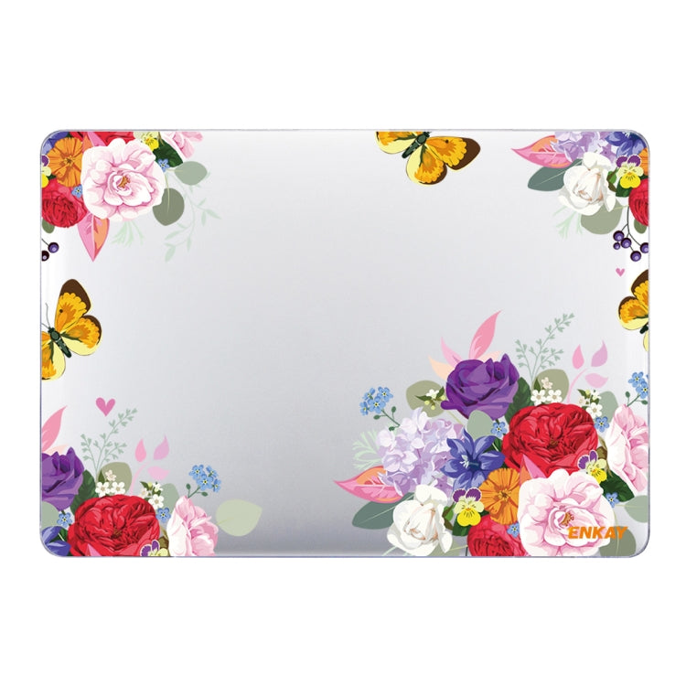 ENKAY Flower Series Pattern Laotop Protective Crystal Case For MacBook Pro 15.4 inch A1707 / A1990(Rose) - MacBook Pro Cases by ENKAY | Online Shopping South Africa | PMC TechLife | Buy Now Pay Later Mobicred
