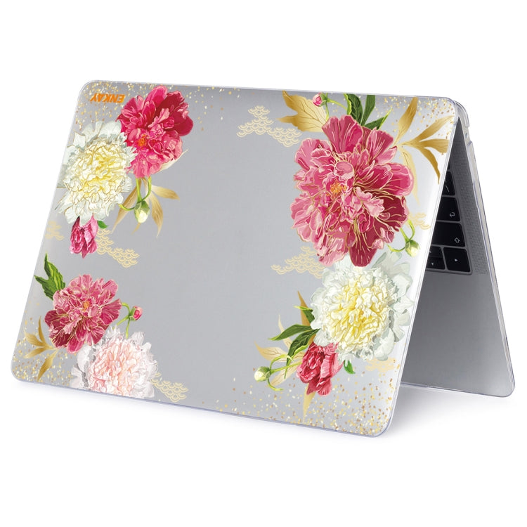 ENKAY Flower Series Pattern Laotop Protective Crystal Case For MacBook Pro 15.4 inch A1707 / A1990(Paeonia) - MacBook Pro Cases by ENKAY | Online Shopping South Africa | PMC Jewellery