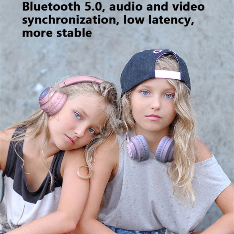 BT06C+ Children Head-mounted Cute Wireless Bluetooth Headset with Microphone & LED Light(Pink) - Headset & Headphone by PMC TechLife | Online Shopping South Africa | PMC TechLife