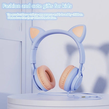 EP08 Cute Cat Ear Child Music Stereo Wired Headset with Mic(Blue) - Headset & Headphone by PMC Jewellery | Online Shopping South Africa | PMC Jewellery