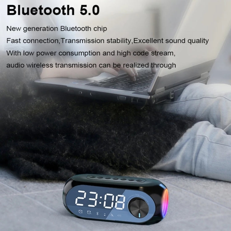 AEC S8 Alarm Clock Bluetooth Speakers with LED Light Support TF / FM(White) - Desktop Speaker by AEC | Online Shopping South Africa | PMC TechLife | Buy Now Pay Later Mobicred