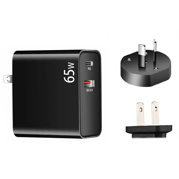 PD-65W USB-C / Type-C + QC3. 0 USB Laptop Charging Adapter + 1.8m USB-C / Type-C to MagSafe 2 / T Head Data Cable, AU Plug / US Plug(Black) - free shipping - PMC TechLife - Order now!