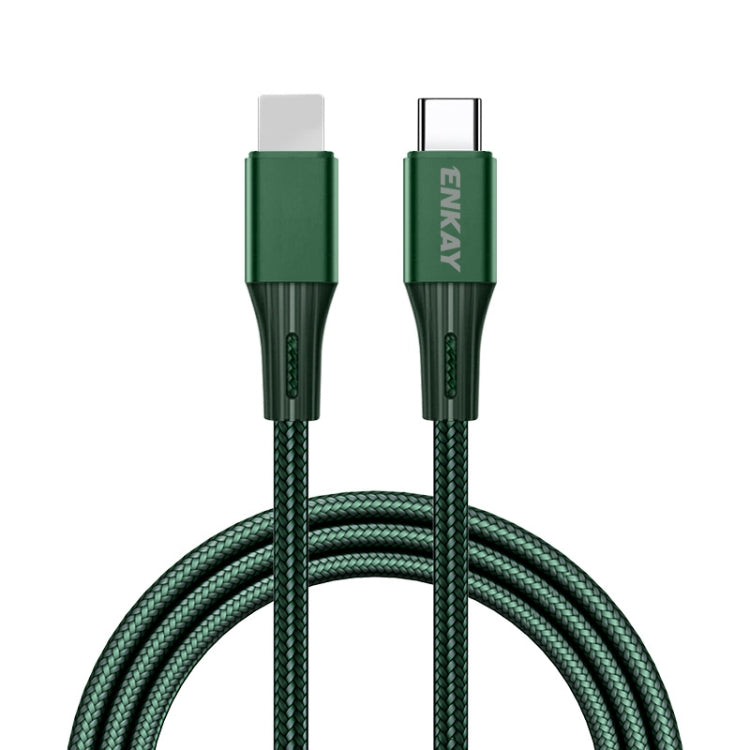 ENKAY PD 20W 3A USB-C / Type-C to 8 Pin Fast Charging Nylon Braided Data Cable, Length:1m(Green) - free shipping - PMC TechLife - Order now!
