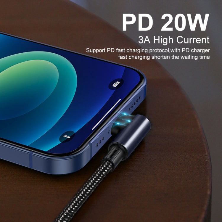 ENKAY PD 20W 3A USB-C / Type-C to 8 Pin Elbow Fast Charging Nylon Braided Data Cable, Length:1m(Green) - Normal Style Cable by ENKAY | Online Shopping South Africa | PMC TechLife | Buy Now Pay Later Mobicred