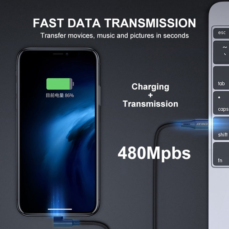 ENKAY PD 20W 3A USB-C / Type-C to 8 Pin Elbow Fast Charging Nylon Braided Data Cable, Length:1m(Green) - Normal Style Cable by ENKAY | Online Shopping South Africa | PMC TechLife | Buy Now Pay Later Mobicred