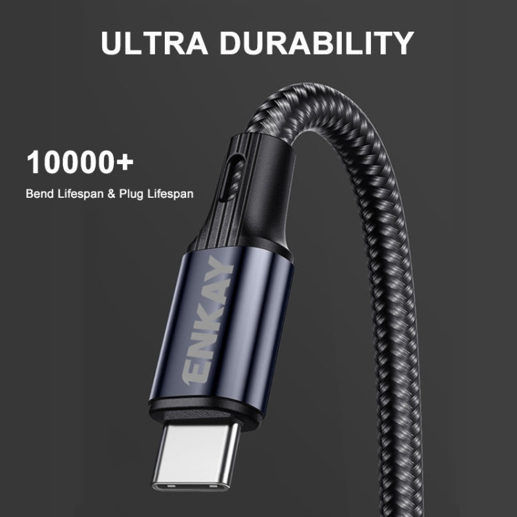 ENKAY PD 20W 3A USB-C / Type-C to 8 Pin Elbow Fast Charging Nylon Braided Data Cable, Length:2m(Black) - Normal Style Cable by ENKAY | Online Shopping South Africa | PMC Jewellery