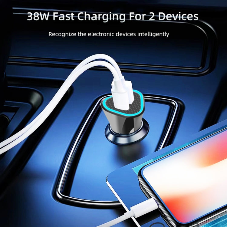 TE-P23 38W PD 20W USB-C / Type-C + QC3. 0 USB Triangle Car Charger + USB to USB-C / Type-C Data Cable, Length: 1m(White) - Car Charger by PMC TechLife | Online Shopping South Africa | PMC TechLife