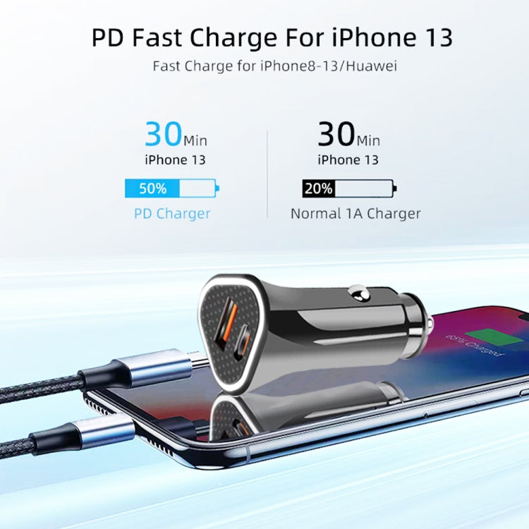 TE-P23 38W PD 20W USB-C / Type-C + QC3. 0 USB Triangle Car Charger + USB to Micro USB Data Cable, Length: 1m(Black) - Car Charger by PMC TechLife | Online Shopping South Africa | PMC TechLife