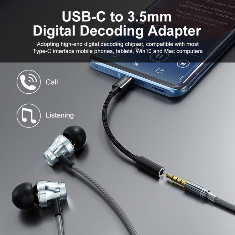 ENKAY USB-C / Type-C to 3.5mm Nylon Braided Aux Adapter Digital Decoding Audio Cable - free shipping - PMC TechLife - Order now!