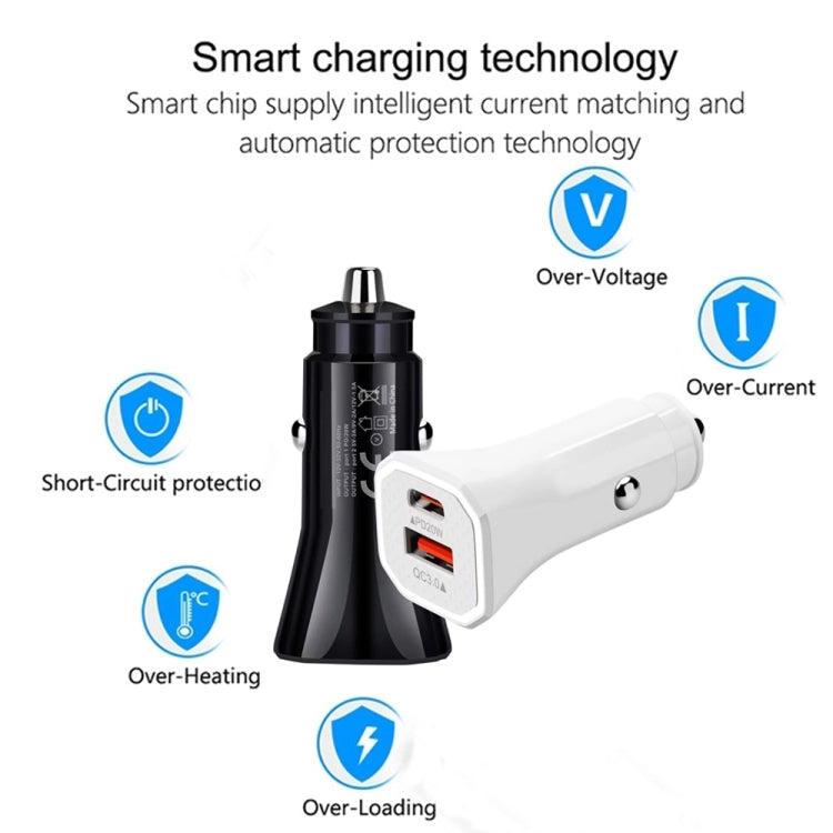 TE-P22 38W PD USB-C / Type-C + QC3. 0 USB Car Charger with 1m USB-C / Type-C to USB-C / Type-C Data Cable(Black) - Car Charger by PMC TechLife | Online Shopping South Africa | PMC TechLife