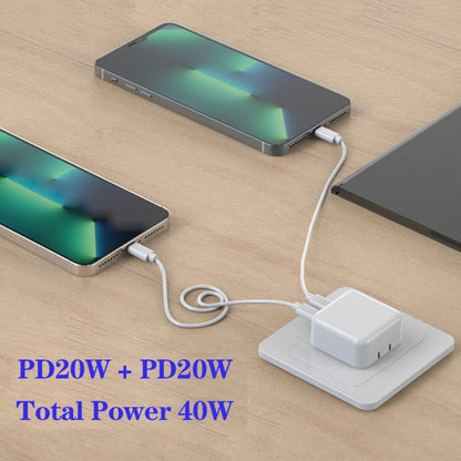 SDC-40W Dual PD USB-C / Type-C Ports Charger with 1m Type-C to 8 Pin Data Cable, US Plug - USB Charger by PMC Jewellery | Online Shopping South Africa | PMC Jewellery