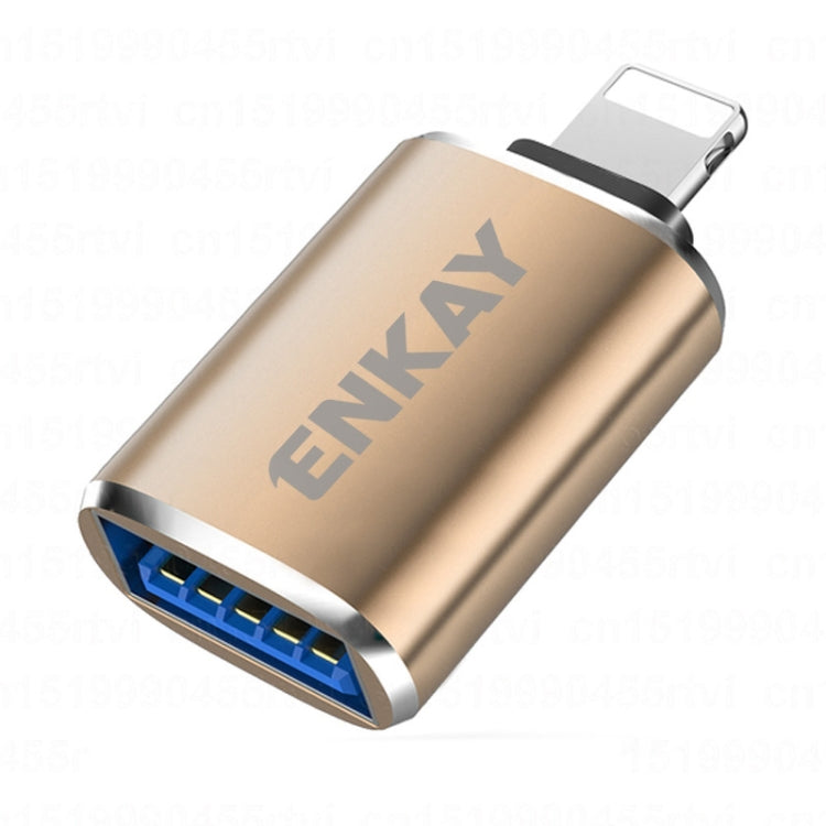 ENKAY ENK-AT110 8 Pin Male to USB 3.0 Female Aluminium Alloy OTG Adapter(Golden) - Converter & Adapter by ENKAY | Online Shopping South Africa | PMC Jewellery