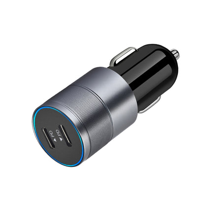 Dual PD 3.0 40W Type-C Car charger with 1m Type-C to Type-C Data Cable(Grey) - Car Charger by PMC Jewellery | Online Shopping South Africa | PMC Jewellery