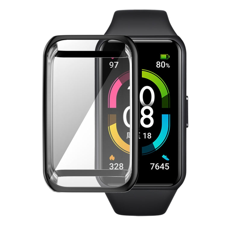 For Huawei Band 7/6 / Honor Band 6 ENKAY Hat-Prince Full Coverage Electroplated Soft TPU Case with Screen Protection(Black) - Watch Cases by ENKAY | Online Shopping South Africa | PMC TechLife | Buy Now Pay Later Mobicred