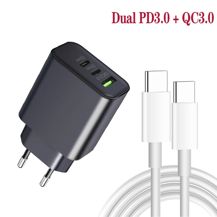 40W Dual PD + QC3.0 Ports Charger with Type-C to 8 Pin Data Cable(EU Plug) - USB Charger by PMC Jewellery | Online Shopping South Africa | PMC Jewellery