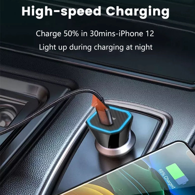 TE-P2 PD20W USB-C / Type-C Car Charger with Type-C to 8 Pin Data Cable(White) - Car Charger by PMC TechLife | Online Shopping South Africa | PMC TechLife