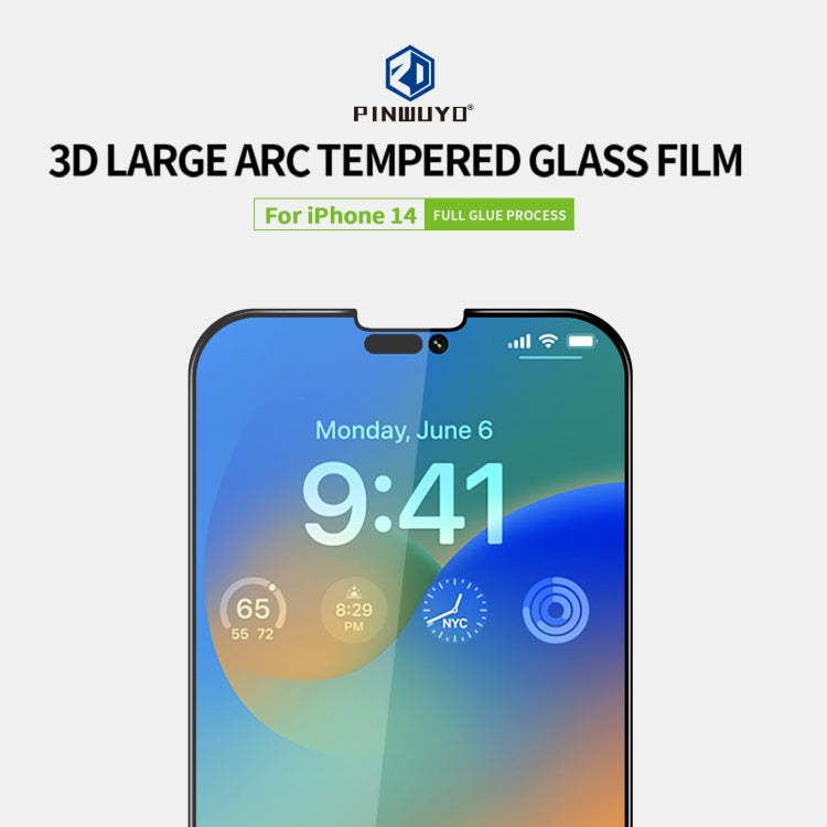 For iPhone 14 PINWUYO 9H 3D Curved Full Explosion-proof Tempered Glass Film - iPhone 14 Tempered Glass by PINWUYO | Online Shopping South Africa | PMC TechLife | Buy Now Pay Later Mobicred
