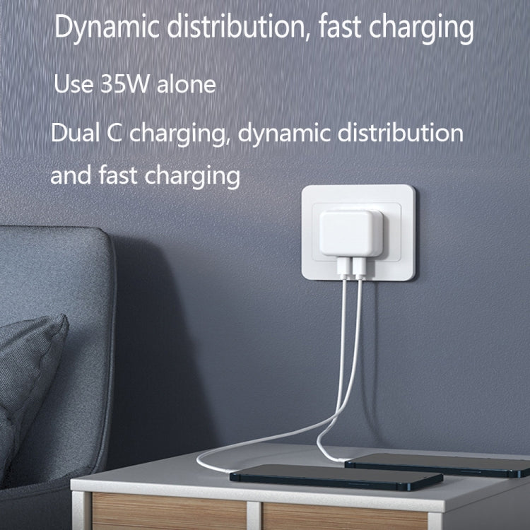 PD 35W Dual USB-C / Type-C Ports Charger for iPhone / iPad Series, US Plug - USB Charger by PMC TechLife | Online Shopping South Africa | PMC TechLife | Buy Now Pay Later Mobicred