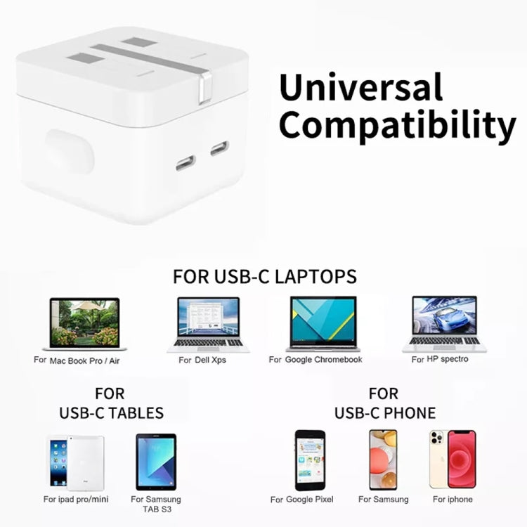 PD 35W Dual USB-C / Type-C Ports Charger with 1.5m Type-C to 8 Pin Data Cable, UK Plug - USB Charger by PMC TechLife | Online Shopping South Africa | PMC TechLife | Buy Now Pay Later Mobicred
