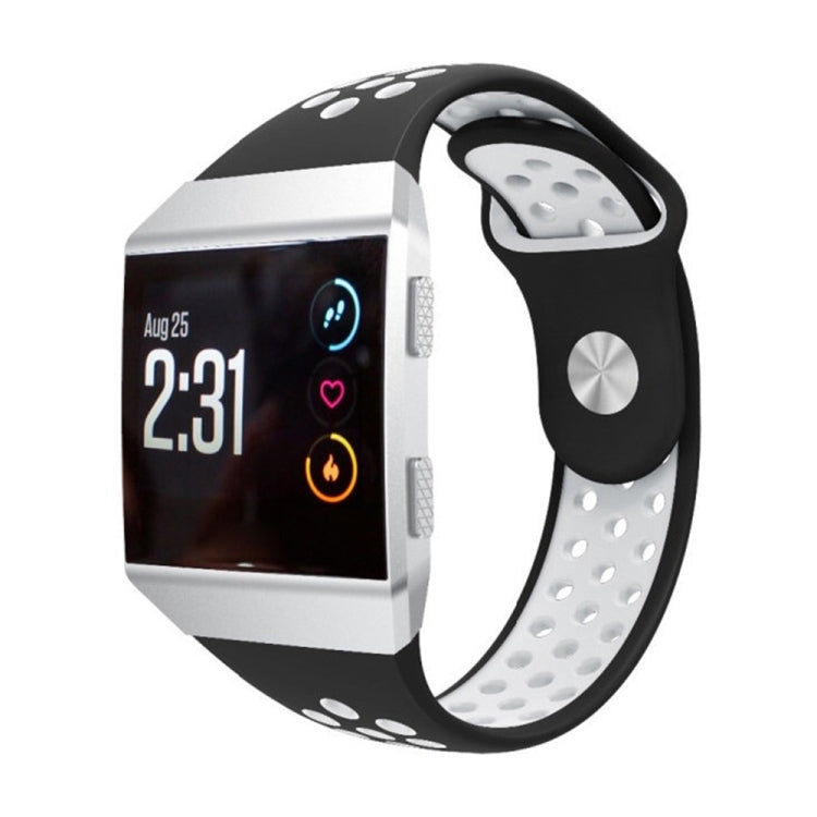 For Fitbit Ionic Breathable Two-tone Silicone Watch Band(Black White) - Watch Bands by PMC TechLife | Online Shopping South Africa | PMC TechLife | Buy Now Pay Later Mobicred