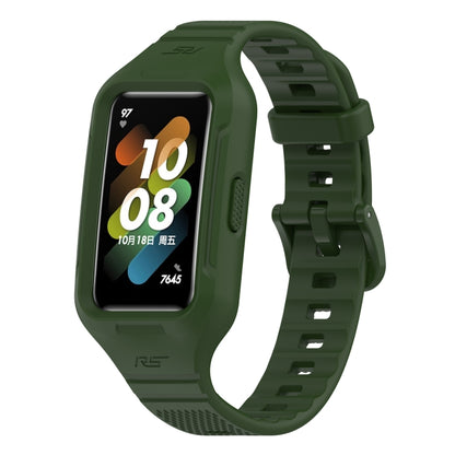 For Huawei Band 8 / 7 Solid Color Silicone Integrated Watch Band(Amygreen) - Watch Bands by PMC Jewellery | Online Shopping South Africa | PMC Jewellery | Buy Now Pay Later Mobicred