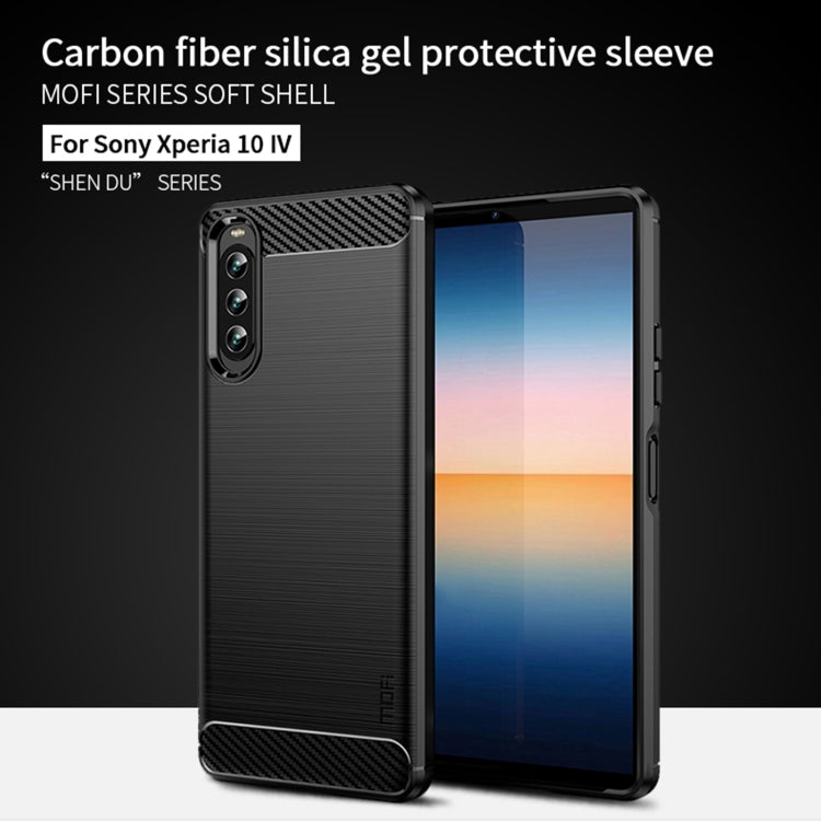 For Sony Xperia 10 IV MOFI Gentleness Series Brushed Texture Carbon Fiber Soft TPU Case(Red) - Sony Cases by MOFI | Online Shopping South Africa | PMC TechLife | Buy Now Pay Later Mobicred