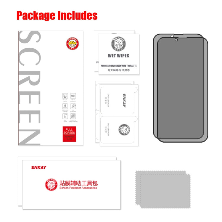For iPhone 16e / 14 / 13 / 13 Pro 2pcs ENKAY 28 Degree Anti-peeping Tempered Glass Film - iPhone 14 Tempered Glass by ENKAY | Online Shopping South Africa | PMC TechLife | Buy Now Pay Later Mobicred