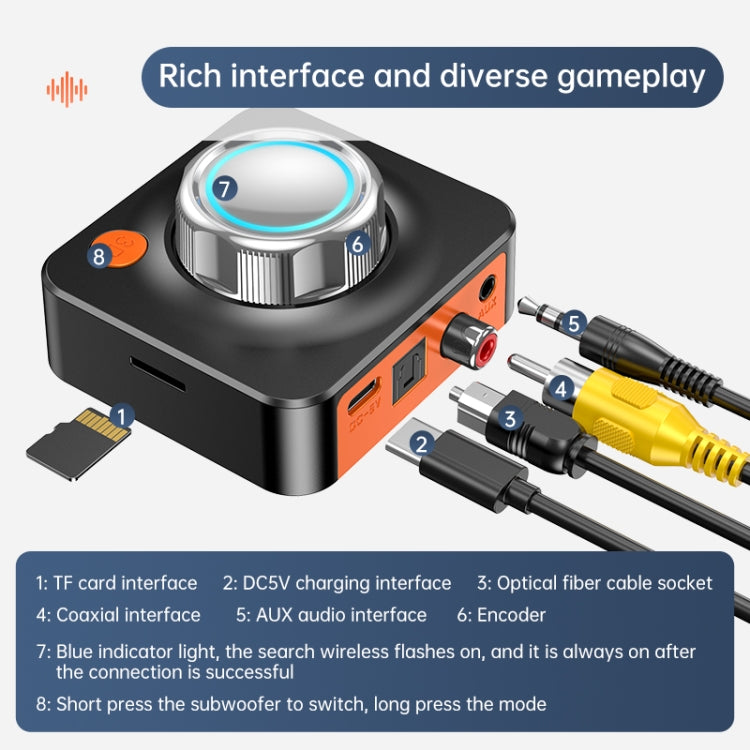 C39HD Bluetooth 5.1 Audio Receiver AUX Coaxial Fiber Output Supports TF Playback - Audio Receiver Transmitter by PMC TechLife | Online Shopping South Africa | PMC TechLife