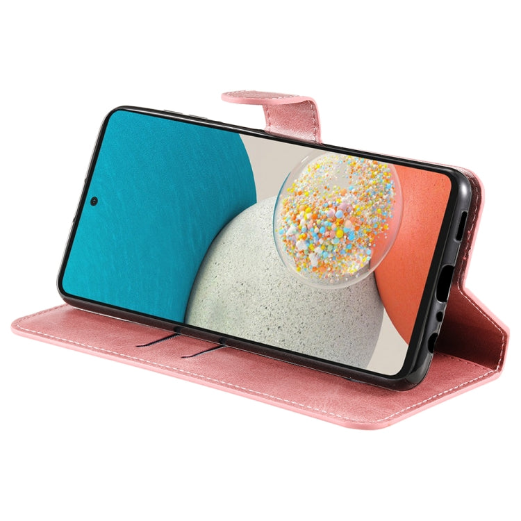 For Samsung Galaxy A53 5G JUNSUNMAY Calf Texture Leather Phone Case(Pink) - Galaxy Phone Cases by JUNSUNMAY | Online Shopping South Africa | PMC TechLife | Buy Now Pay Later Mobicred