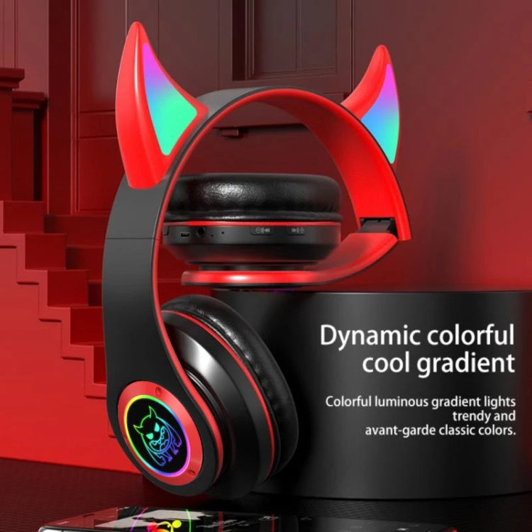 STN25 Devil Ear RGB Light Wireless Music Headset For Children with Mic(Black+Red) - Headset & Headphone by PMC Jewellery | Online Shopping South Africa | PMC Jewellery