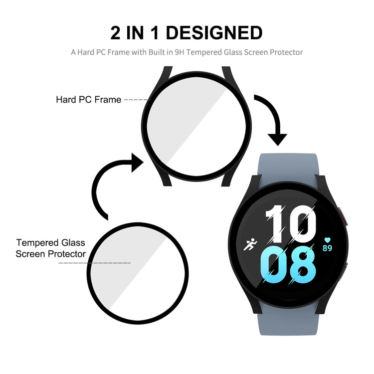 For Samsung Galaxy Watch5 40mm ENKAY Hat-Prince Full Coverage PC Frame + 9H Tempered Glass Case(Transparent) - free shipping - PMC TechLife - Order now!
