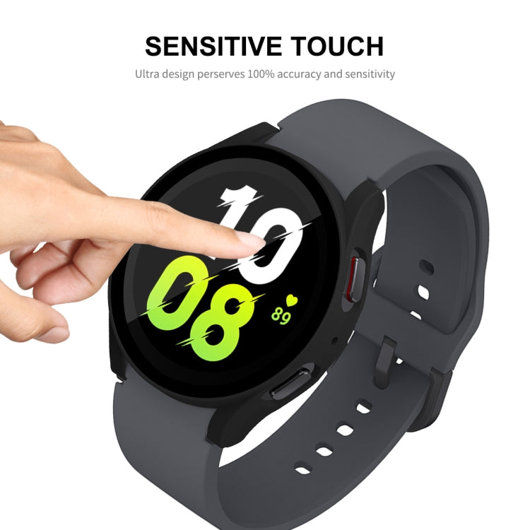 For Samsung Galaxy Watch5 44mm ENKAY Hat-Prince Full Coverage PC Frame + 9H Tempered Glass Case(Silver) - Watch Cases by ENKAY | Online Shopping South Africa | PMC TechLife | Buy Now Pay Later Mobicred