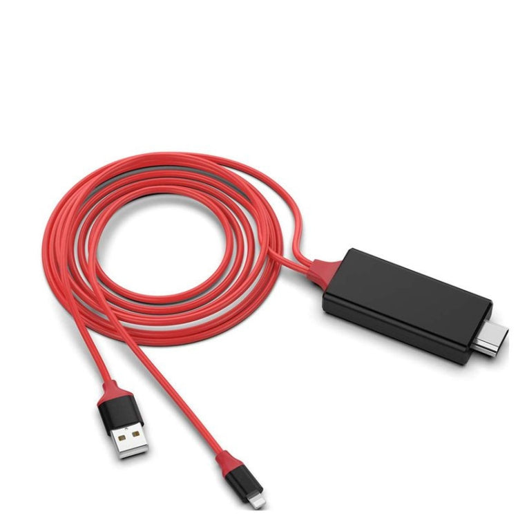 2m 1080P 8 Pin to HDMI Adapter Cable, Compatible with iPhone to HDMI Adapter(Red) - Video & Audio Cable by PMC Jewellery | Online Shopping South Africa | PMC Jewellery