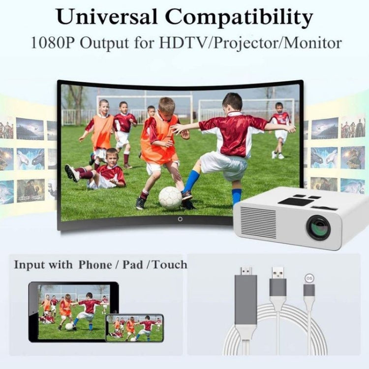 2m 1080P 8 Pin to HDMI Adapter Cable, Compatible with iPhone to HDMI Adapter(Red) - Video & Audio Cable by PMC TechLife | Online Shopping South Africa | PMC TechLife | Buy Now Pay Later Mobicred