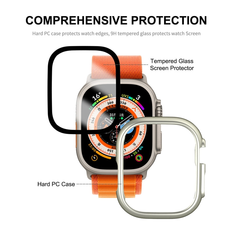 For Apple Watch Ultra / Ultra 2 49mm ENKAY 2 in 1 PC Case + Full Coverage 9H Tempered Glass Film(Silver) - Watch Cases by ENKAY | Online Shopping South Africa | PMC TechLife | Buy Now Pay Later Mobicred