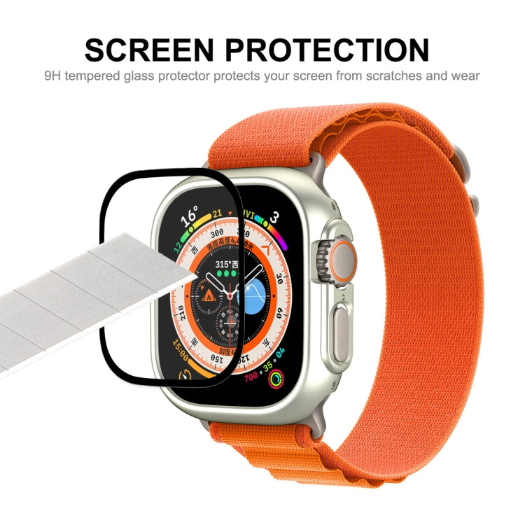 For Apple Watch Ultra / Ultra 2 49mm ENKAY 2 in 1 PC Case + Full Coverage 9H Tempered Glass Film(Silver) - Watch Cases by ENKAY | Online Shopping South Africa | PMC TechLife | Buy Now Pay Later Mobicred