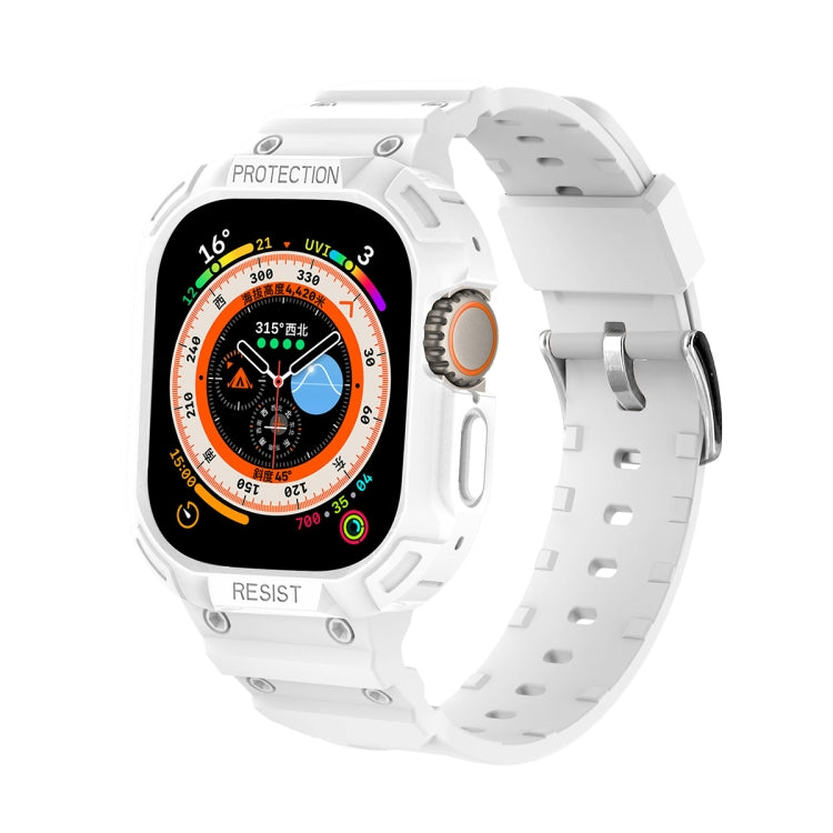 For Apple Watch Ultra 49mm JUNSUNMAY Integrated TPU Case Adjustable Elastic Watch Band(White) - Watch Cases by JUNSUNMAY | Online Shopping South Africa | PMC TechLife | Buy Now Pay Later Mobicred