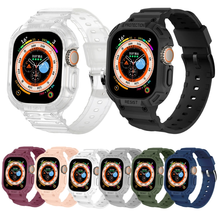 For Apple Watch Ultra 49mm JUNSUNMAY Integrated TPU Case Adjustable Elastic Watch Band(White) - Watch Cases by JUNSUNMAY | Online Shopping South Africa | PMC TechLife | Buy Now Pay Later Mobicred