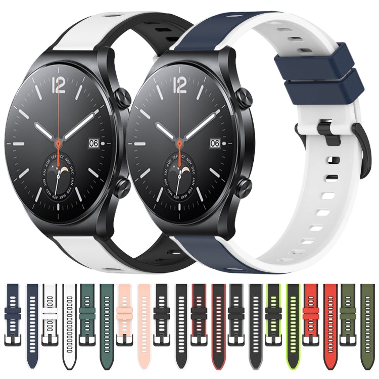 For Xiaomi MI Watch S1 22mm Two-Color Silicone Watch Band(Midnight Blue + White) - free shipping - PMC TechLife - Order now!