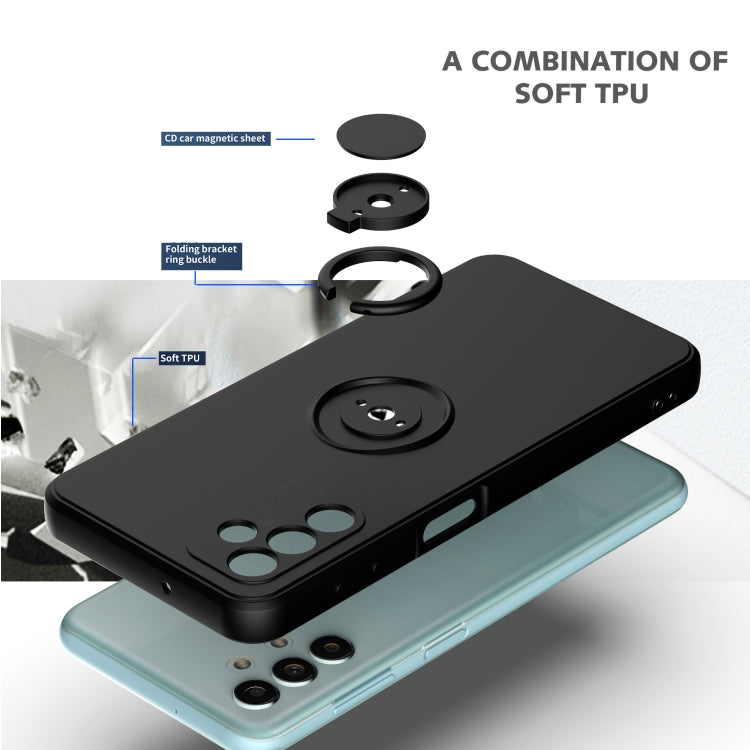 Ring Kickstand Silicone Phone Case For Samsung Galaxy A14 5G(Light Cyan) - Galaxy Phone Cases by PMC TechLife | Online Shopping South Africa | PMC TechLife
