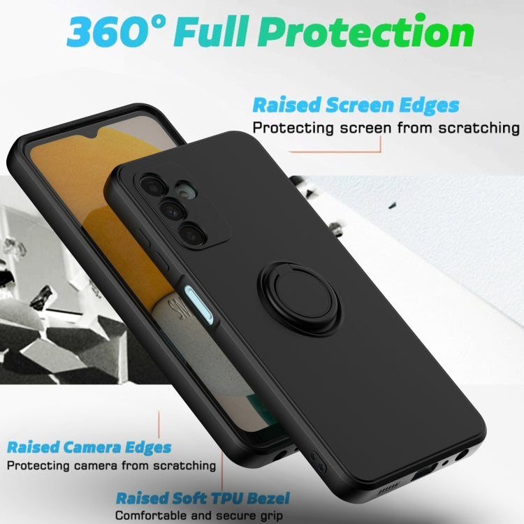 Ring Kickstand Silicone Phone Case For Samsung Galaxy A14 5G(Dark Blue) - Galaxy Phone Cases by PMC TechLife | Online Shopping South Africa | PMC TechLife